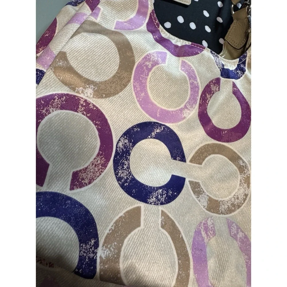 Coach Rare Hobo Bag Madison Signature Distressed Op Art Maggie Pink Purp #22289